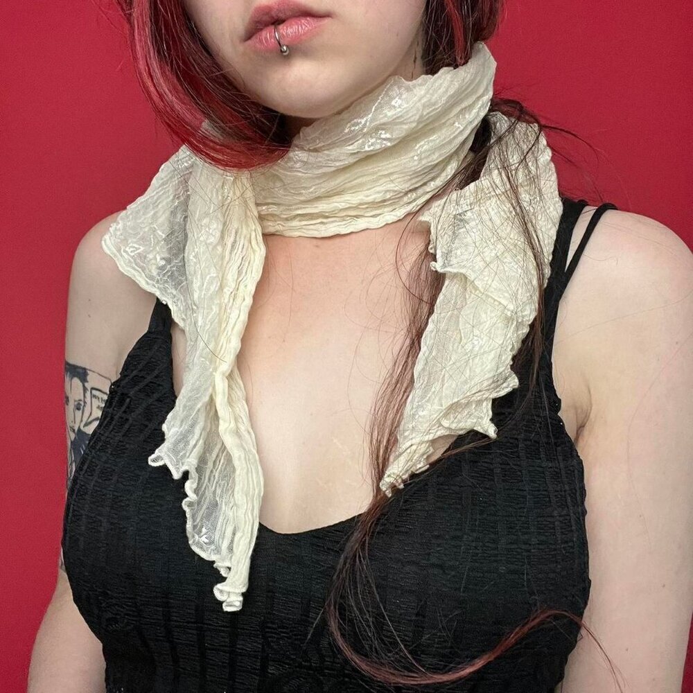 Cream white rectangle scarf 🤎🤍​​​​​